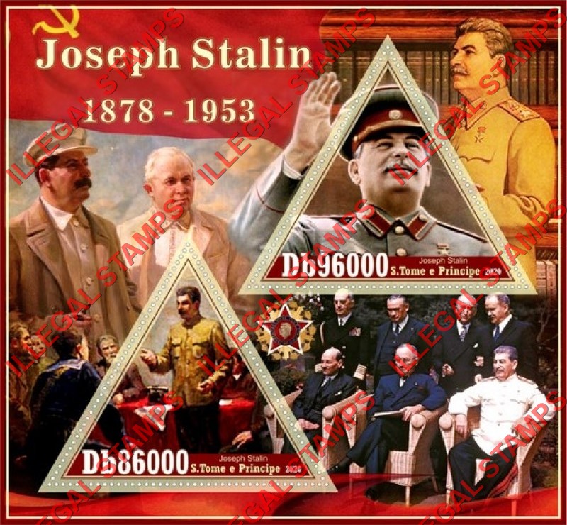 Saint Thomas and Prince Islands 2020 Joseph Stalin (different) Illegal Stamp Souvenir Sheet of 2