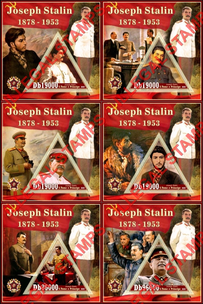 Saint Thomas and Prince Islands 2020 Joseph Stalin (different) Illegal Stamp Souvenir Sheets of 1