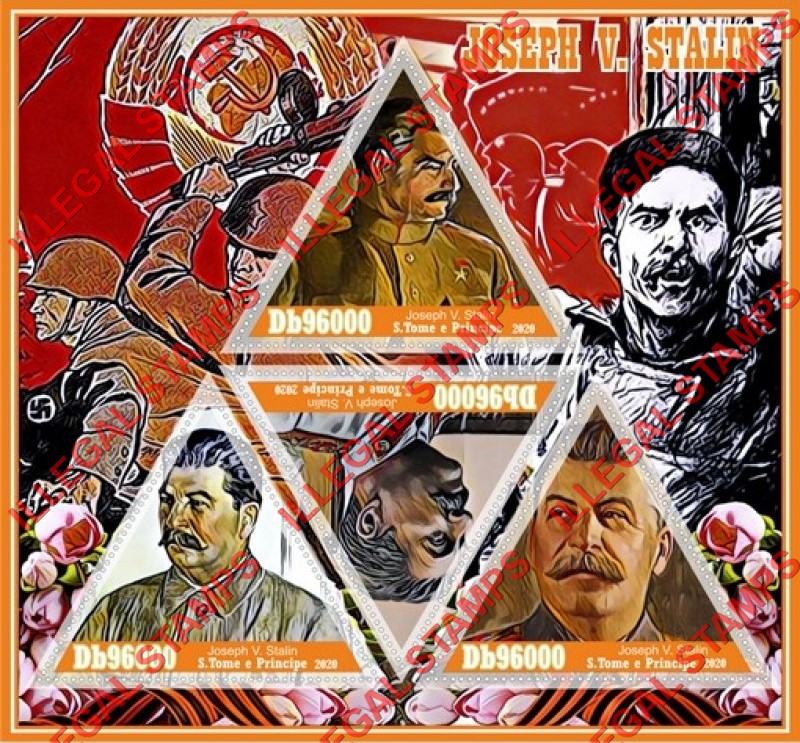 Saint Thomas and Prince Islands 2020 Joseph Stalin Illegal Stamp Souvenir Sheet of 4