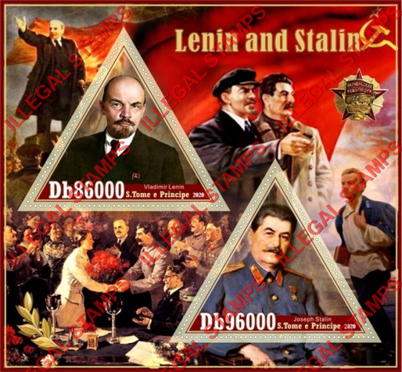 Saint Thomas and Prince Islands 2020 Lenin and Stalin Illegal Stamp Souvenir Sheet of 2