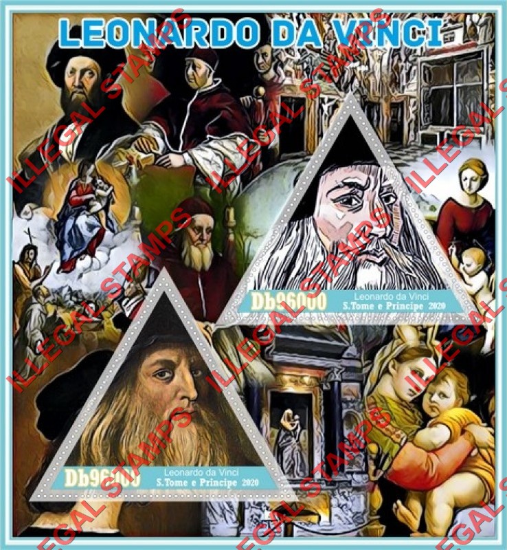 Saint Thomas and Prince Islands 2020 Leonardo da Vinci Illegal Stamp Souvenir Sheet of 2