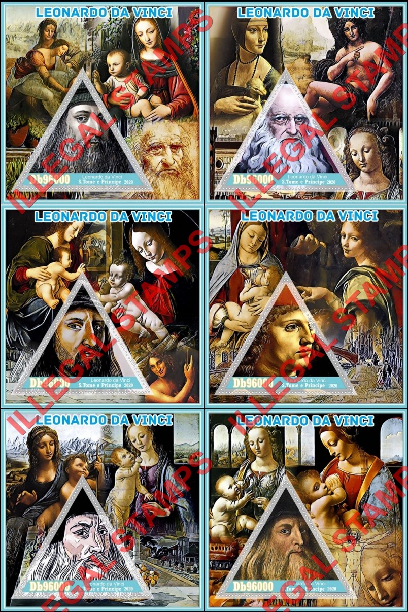 Saint Thomas and Prince Islands 2020 Leonardo da Vinci Illegal Stamp Souvenir Sheets of 1
