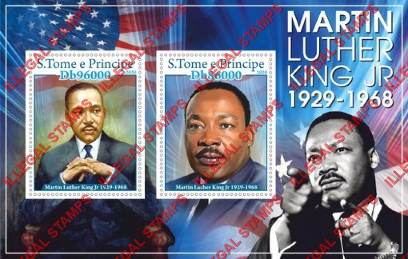 Saint Thomas and Prince Islands 2020 Martin Luther King (different) Illegal Stamp Souvenir Sheet of 2