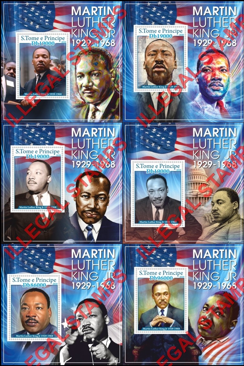 Saint Thomas and Prince Islands 2020 Martin Luther King (different) Illegal Stamp Souvenir Sheets of 1