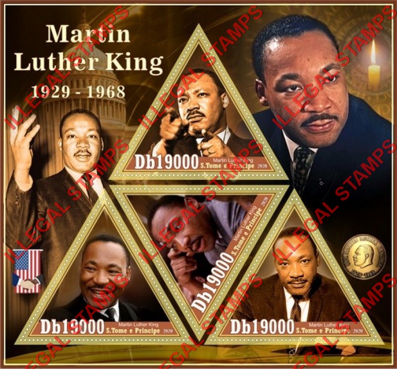 Saint Thomas and Prince Islands 2020 Martin Luther King Illegal Stamp Souvenir Sheet of 4