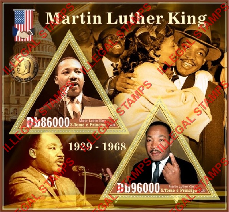 Saint Thomas and Prince Islands 2020 Martin Luther King Illegal Stamp Souvenir Sheet of 2
