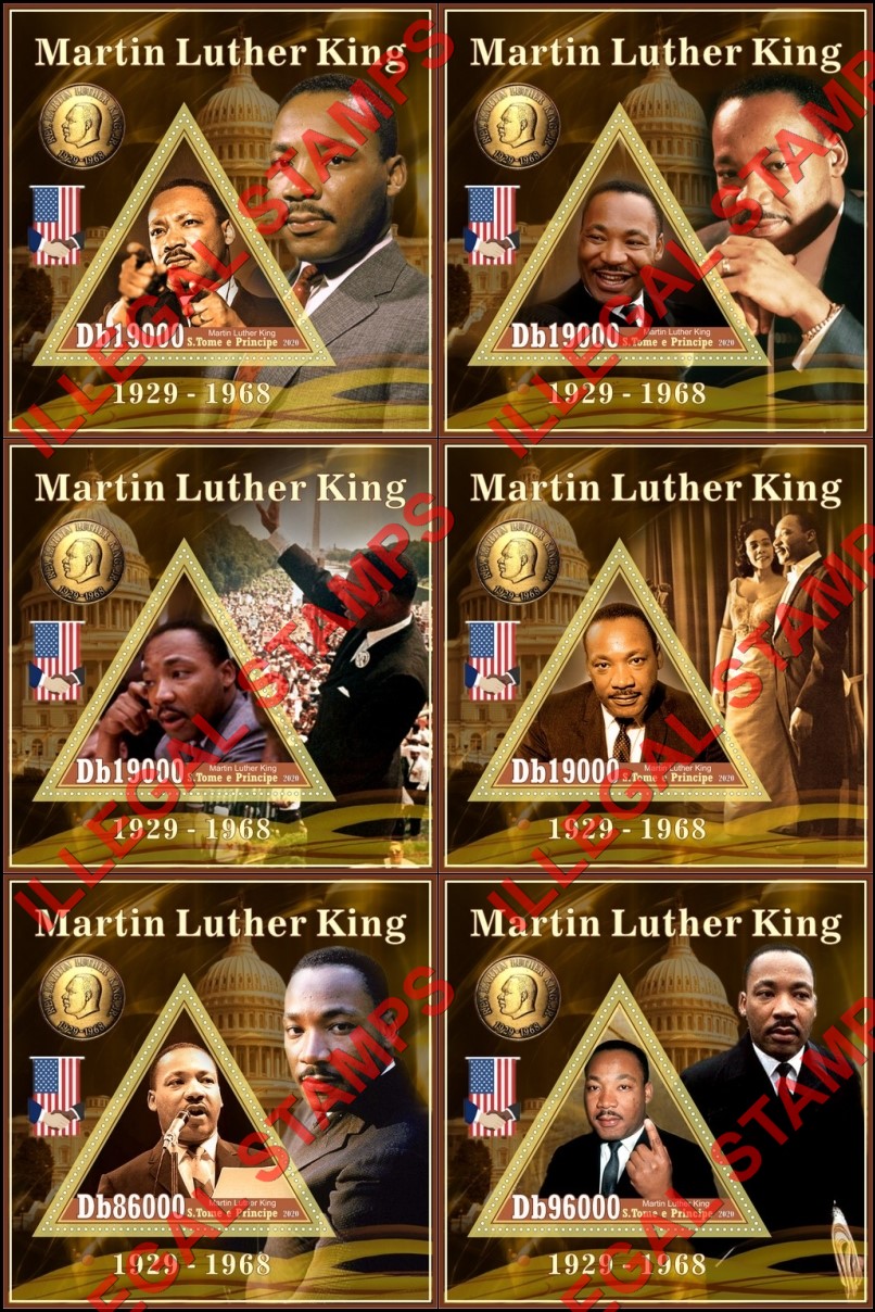 Saint Thomas and Prince Islands 2020 Martin Luther King Illegal Stamp Souvenir Sheets of 1