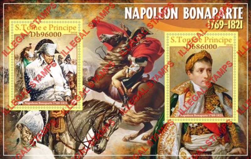 Saint Thomas and Prince Islands 2020 Napoleon Bonaparte (different) Illegal Stamp Souvenir Sheet of 2