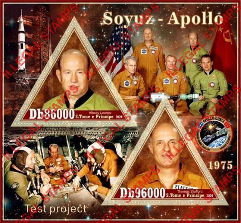 Saint Thomas and Prince Islands 2020 Space Apollo Soyuz Test Project Astronauts Illegal Stamp Souvenir Sheet of 2