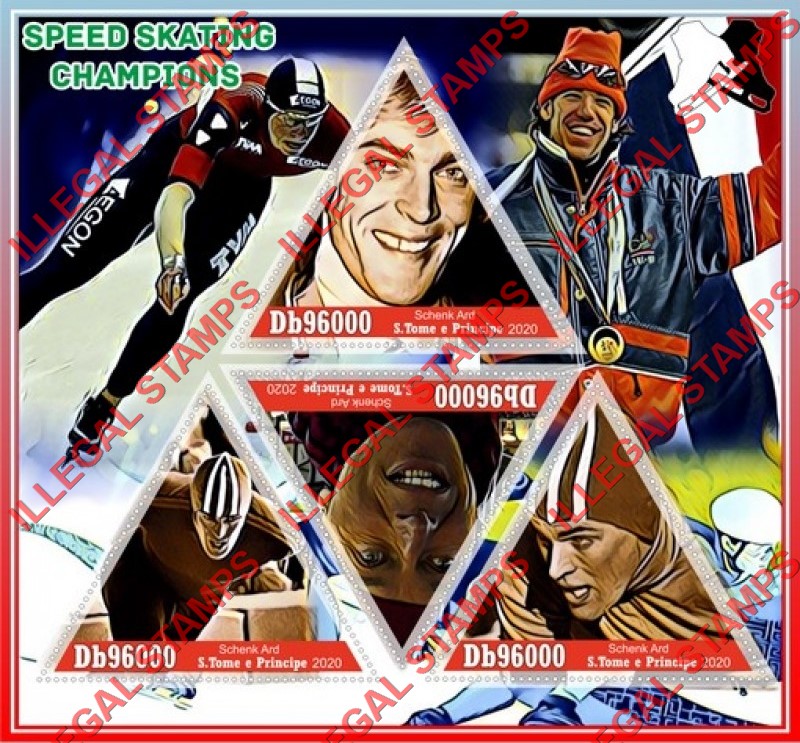 Saint Thomas and Prince Islands 2020 Speed Skating Champions Schenk Ard Illegal Stamp Souvenir Sheet of 4