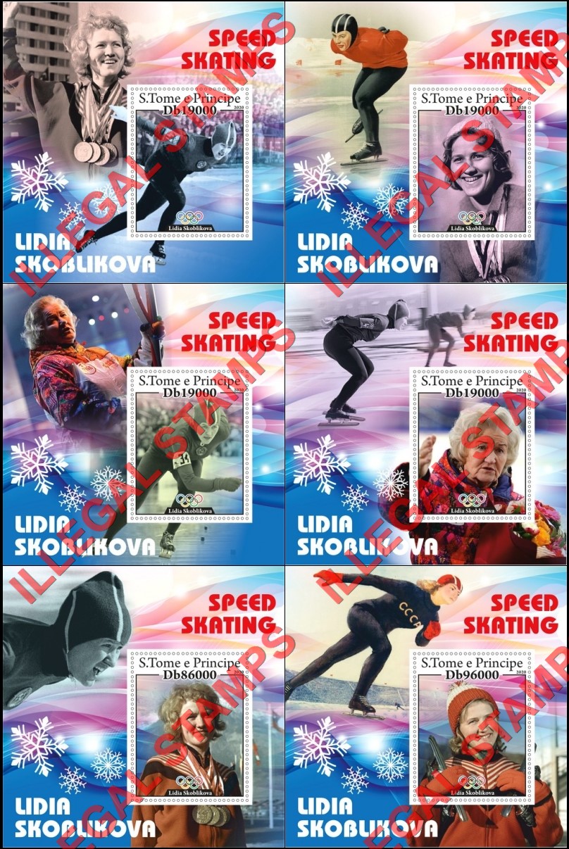 Saint Thomas and Prince Islands 2020 Speed Skating Lidia Skoblikova Illegal Stamp Souvenir Sheets of 1