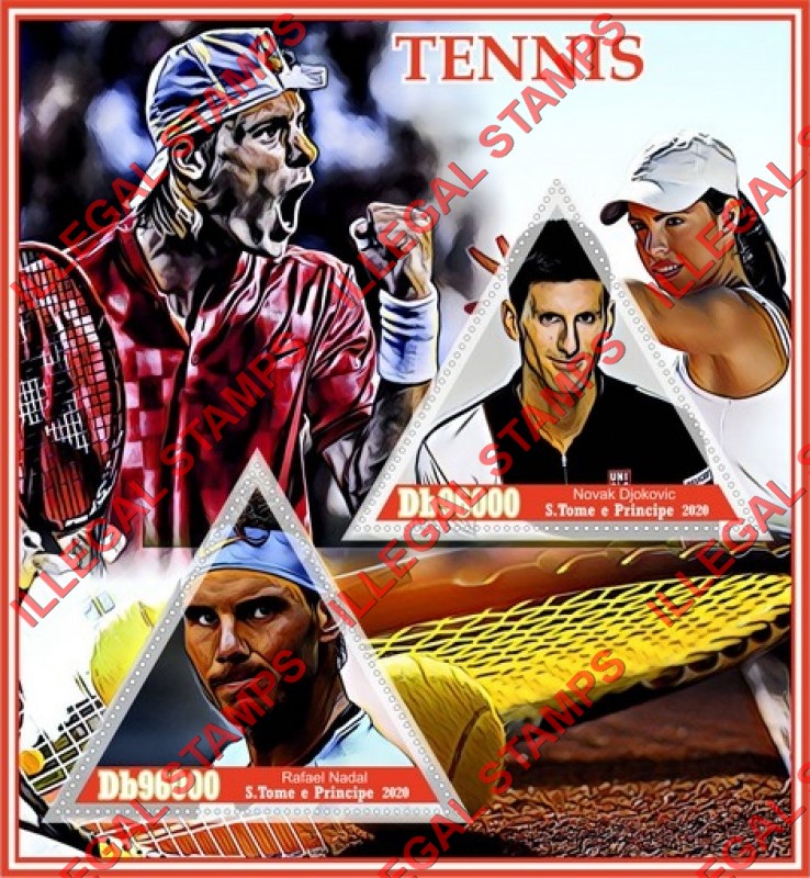 Saint Thomas and Prince Islands 2020 Tennis Players Illegal Stamp Souvenir Sheet of 2