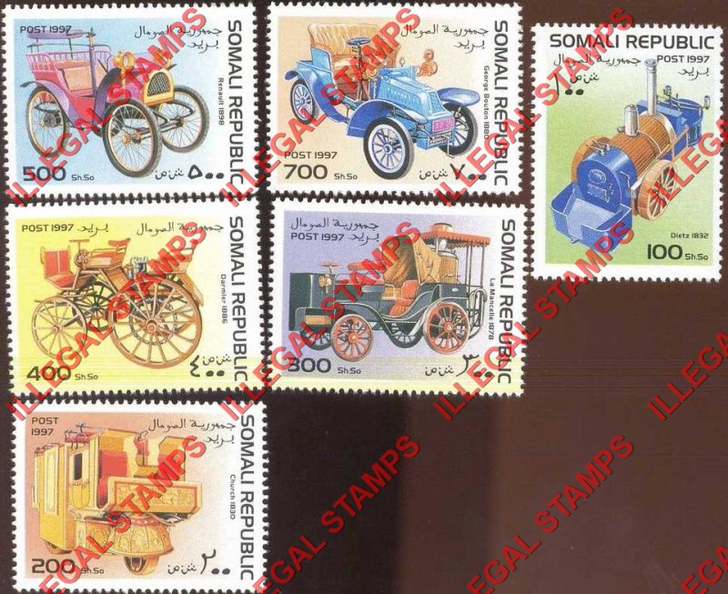 Somalia 1997 Old Cars Illegal Stamp Set of 6