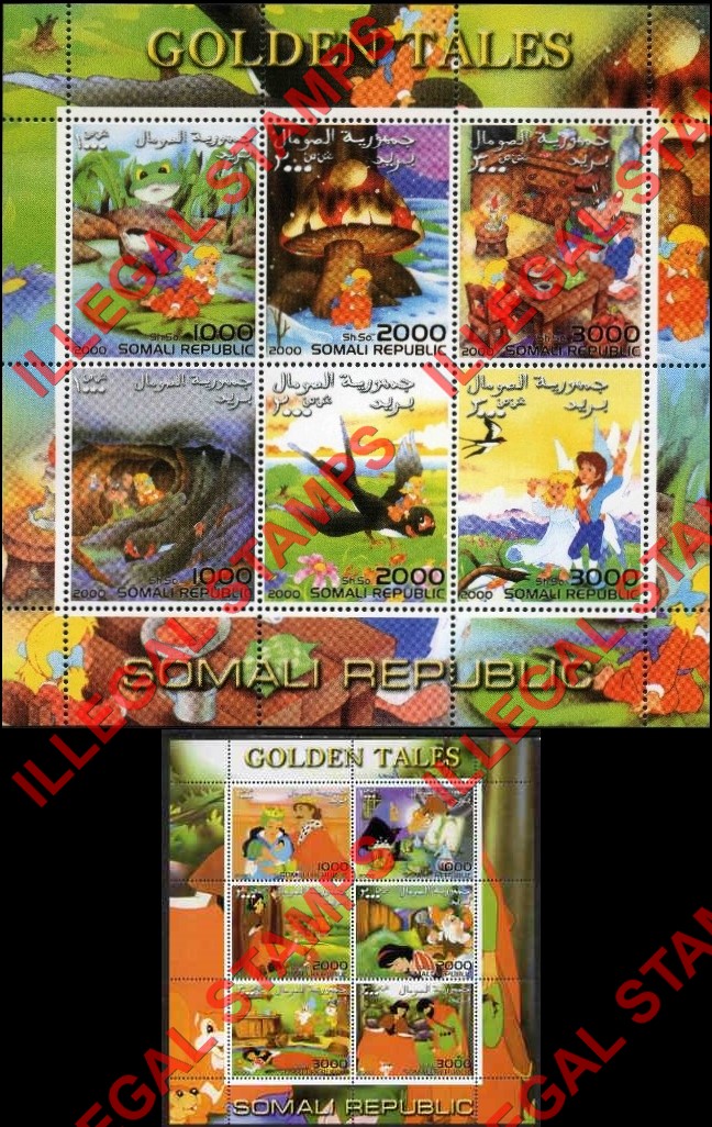 Somalia 2000 Golden Tales Illegal Stamp Souvenir Sheets of 6