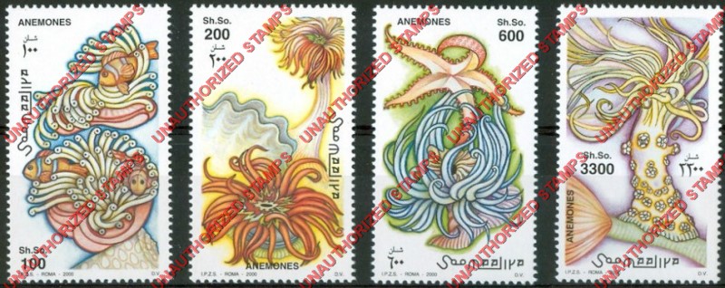 Somalia 2000 Unauthorized IPZS Anemodes Stamps Michel 798-801