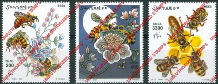 Somalia 2000 Unauthorized IPZS Bees Stamps Michel 805-807