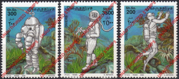 Somalia 2000 Unauthorized IPZS Divers Stamps Michel 802-804