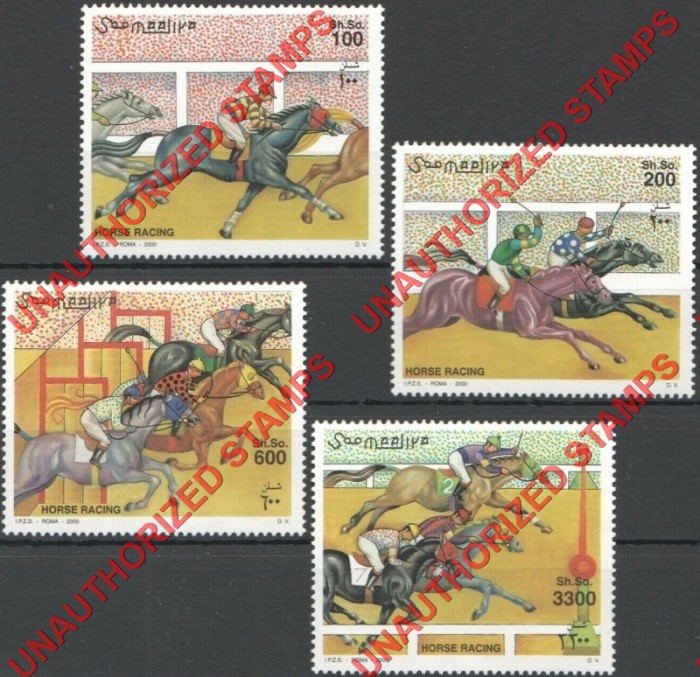 Somalia 2000 Unauthorized IPZS Horse Racing Stamps Michel 832-835