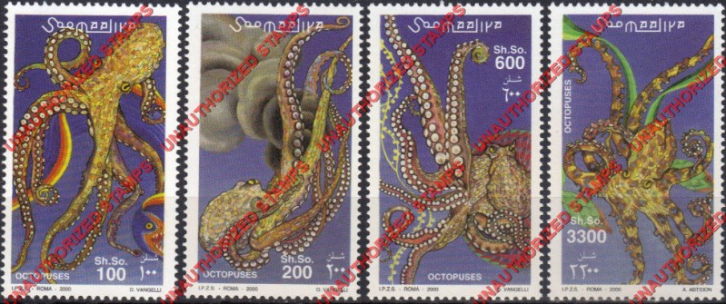 Somalia 2000 Unauthorized IPZS Octopuses Stamps Michel 828-831