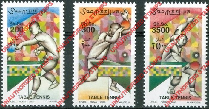 Somalia 2000 Unauthorized IPZS Table Tennis Stamps Michel 836-838