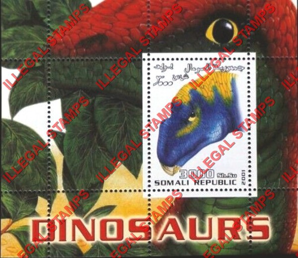 Somalia 2001 Dinosaurs (different) Illegal Stamp Souvenir Sheet of 1