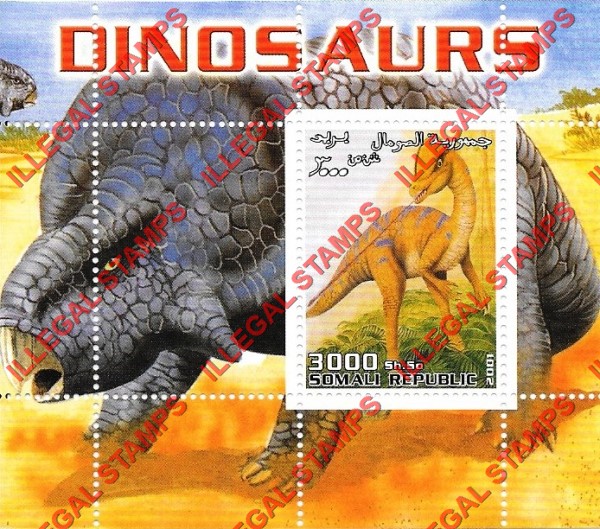 Somalia 2001 Dinosaurs Illegal Stamp Souvenir Sheet of 1