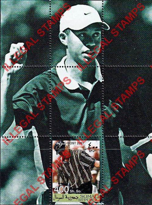 Somalia 2001 Tiger Woods Illegal Stamp Souvenir Sheet of 1