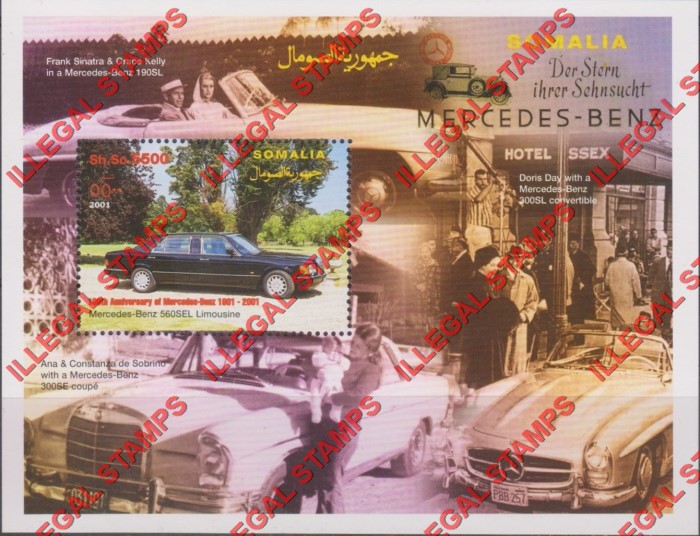 Somalia 2001 Cars Mercedes Benz Illegal Stamp Souvenir Sheet of 1