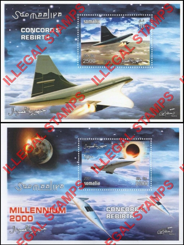 Somalia 2001 Concorde Rebirth Illegal Stamp Souvenir Sheets of 1 (Part 1)