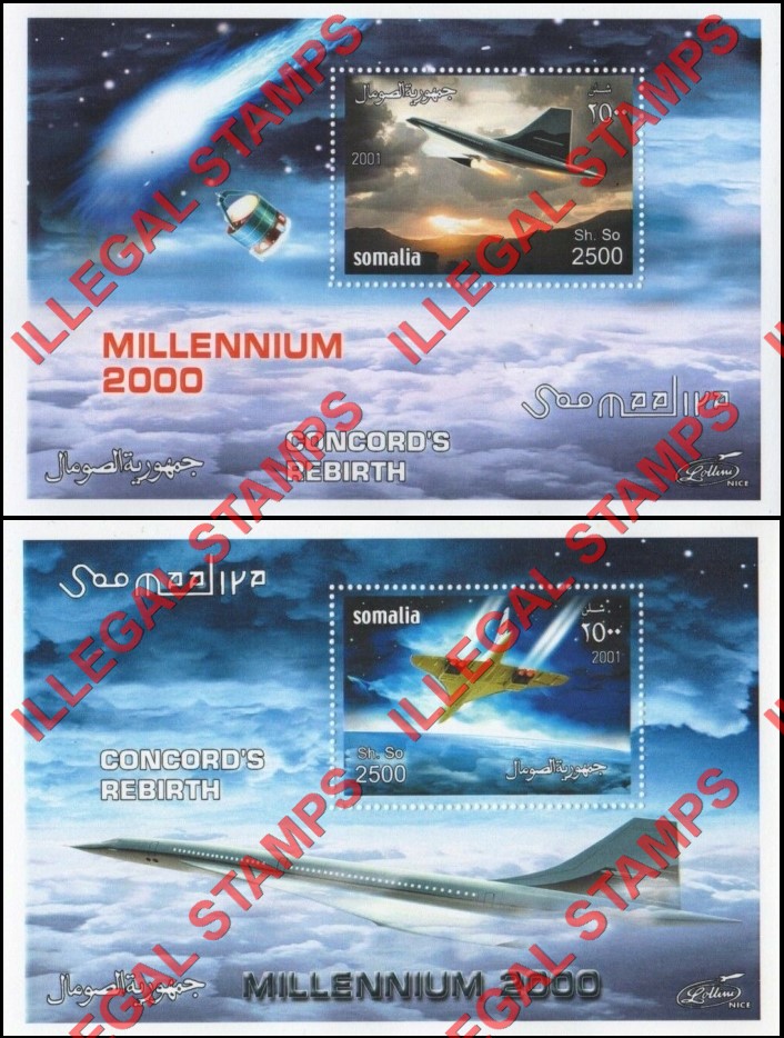 Somalia 2001 Concorde Rebirth Illegal Stamp Souvenir Sheets of 1 (Part 2)