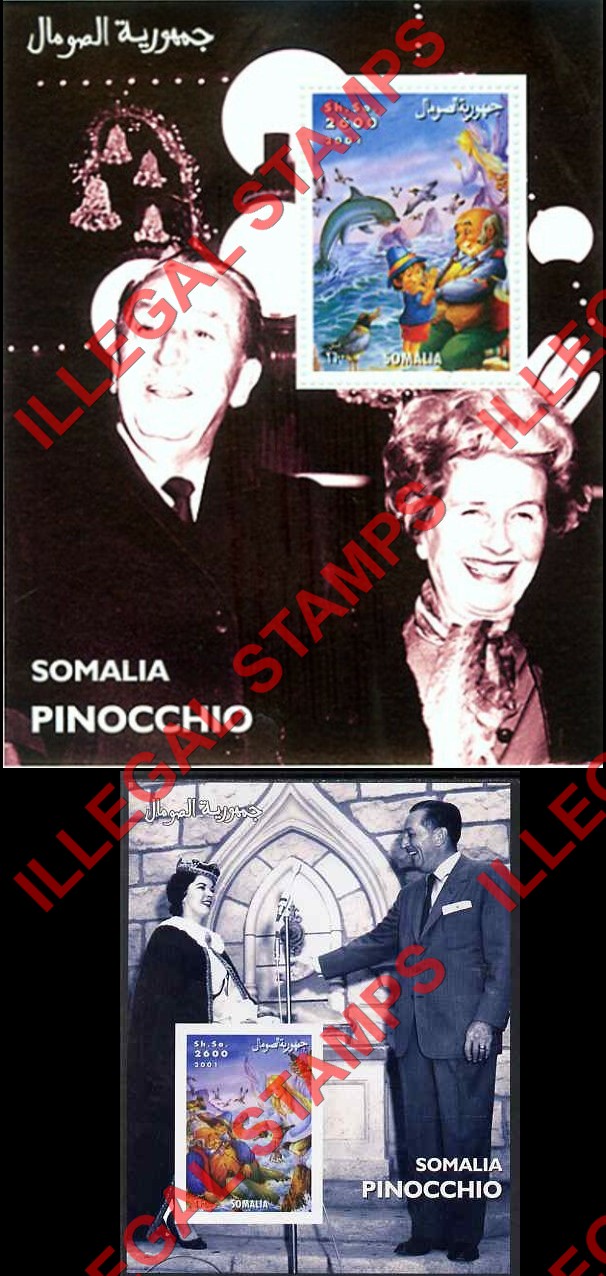 Somalia 2001 Pinocchio Christmas Walt Disney Illegal Stamp Souvenir Sheets of 1 (Part 2)