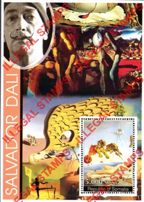 Somalia 2002 Paintings by Salvador Dali Illegal Stamp Souvenir Sheet of 1