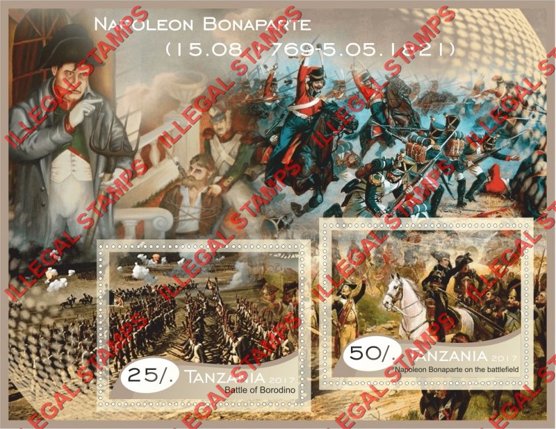 Tanzania 2017 Napoleon Bonaparte Illegal Stamp Souvenir Sheet of 2