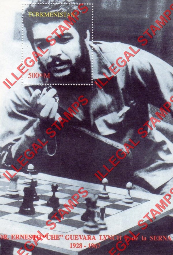 Turkmenistan 1997 Chess with Ernesto Guevara Illegal Stamp Souvenir Sheet of 1