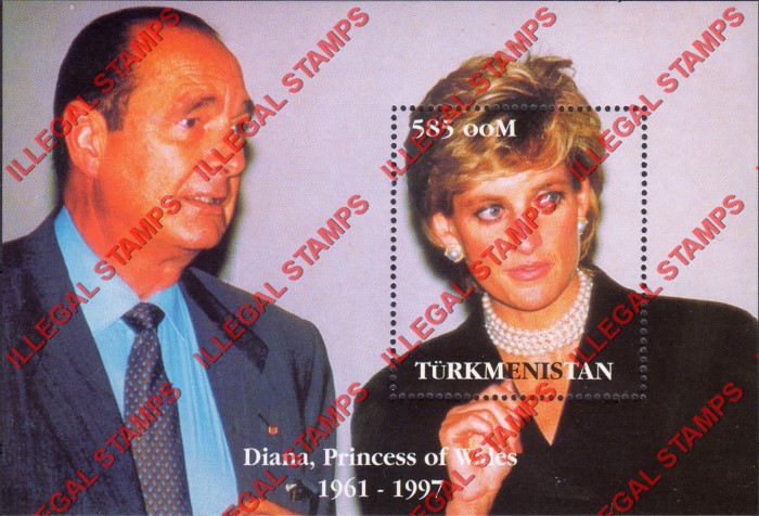 Turkmenistan 1997 International Events Princess Diana Illegal Stamp Souvenir Sheet of 1