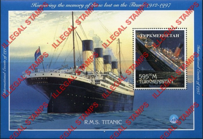 Turkmenistan 1997 International Events Titanic Illegal Stamp Souvenir Sheet of 1