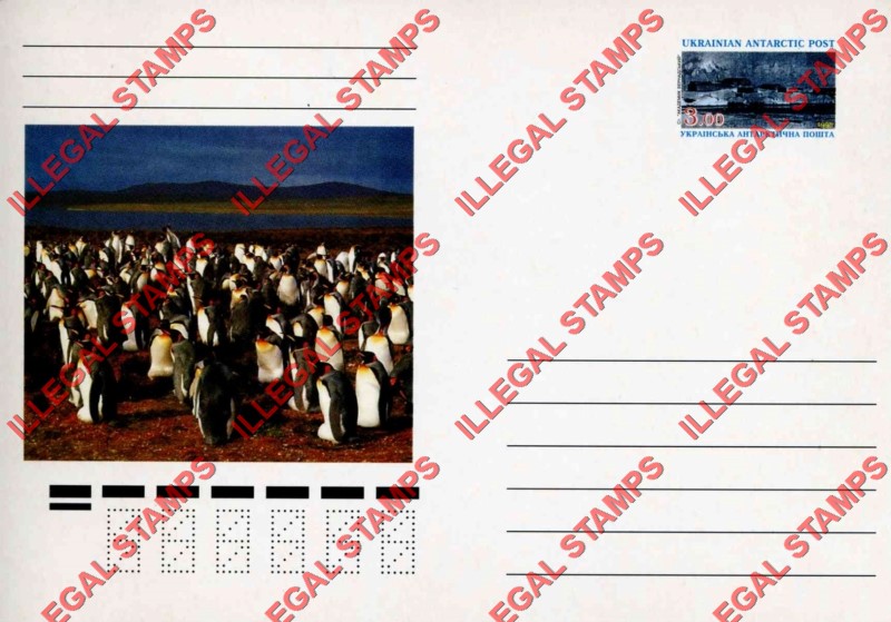 Ukrainian Antarctic Post 1998 Polar Life Counterfeit Illegal Stamp Postcard (Card 1)