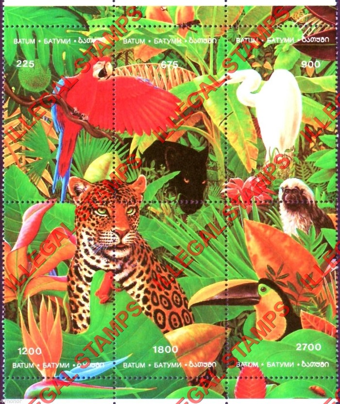 Batum Jungle Animals Illegal Stamps