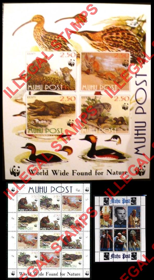 Muhu Post WWF and Pope Illegal Stamps