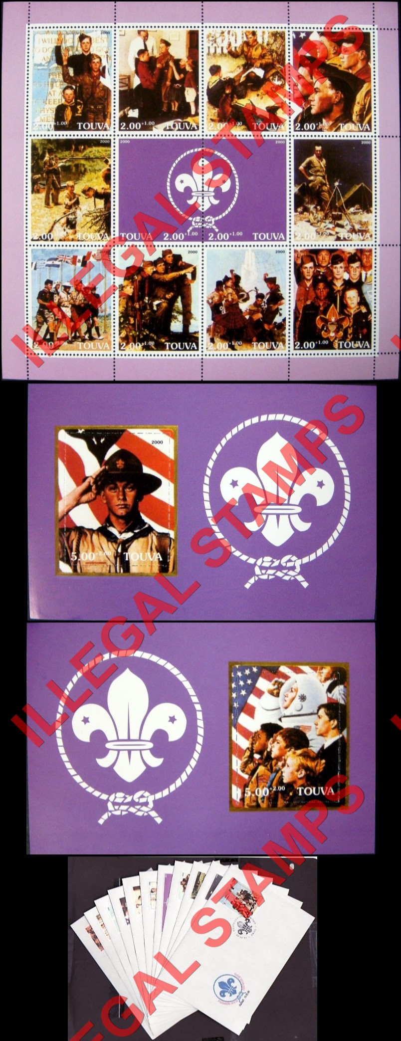Republic of Tuva 2000 Scouts Counterfeit Illegal Stamps (Part 1)