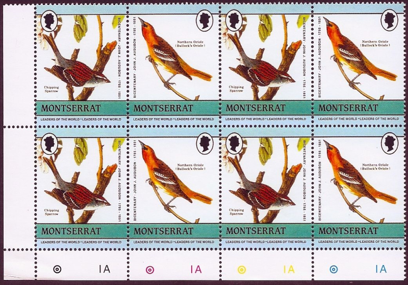 Montserrat Leaders of the World Audubon Birds Fake Missing Value Error Stamps