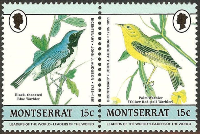 Montserrat Leaders of the World Audubon Birds 15c Missing Magenta (Red) Color Error Stamps