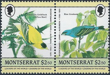 Montserrat Leaders of the World Audubon Birds $2.50 Missing Magenta (Red) Color Error Stamps