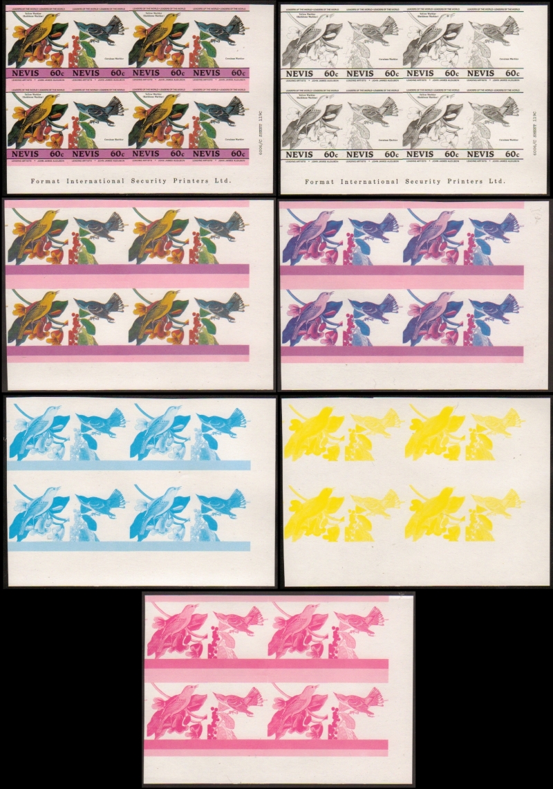Nevis 1985 Audubon Birds Progressive Color Proof Set