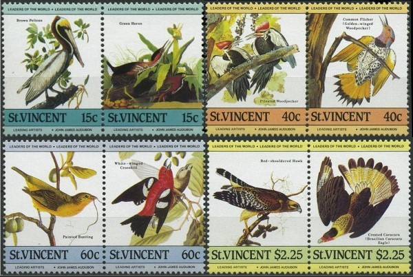 Saint Vincent Leaders of the World Audubon Birds Stamp Set