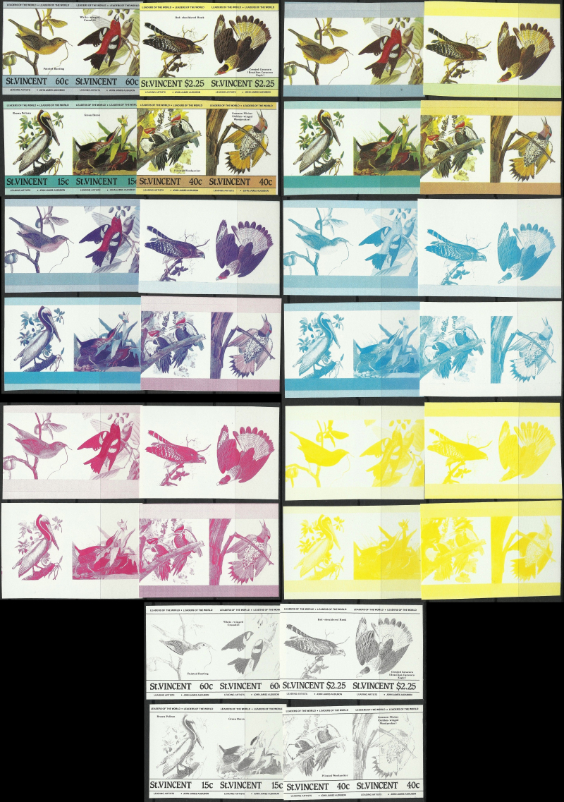 Saint Vincent 1985 Audubon Birds Progressive Color Proof Sets