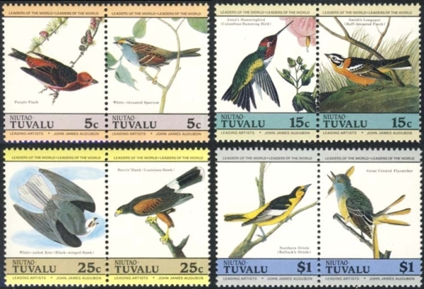 Tuvalu Niutao Leaders of the World Audubon Birds Stamp Set