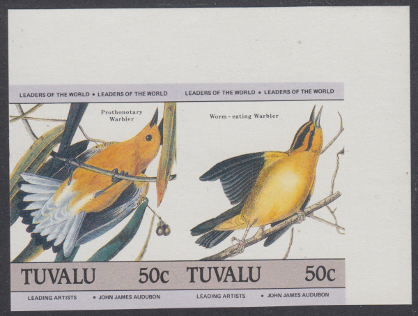 Tuvalu Leaders of the World Audubon Birds Specimen Overprinted Stamps