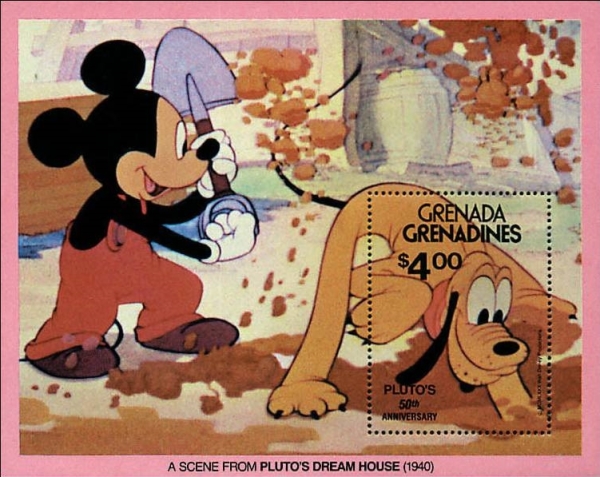 1981 50th Anniversary of Walt Disney Character PLUTO Souvenir Sheet