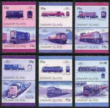 1983 Davaar Island Leaders of the World, Locomotives (2nd series) Missing Yellow Error Stamps